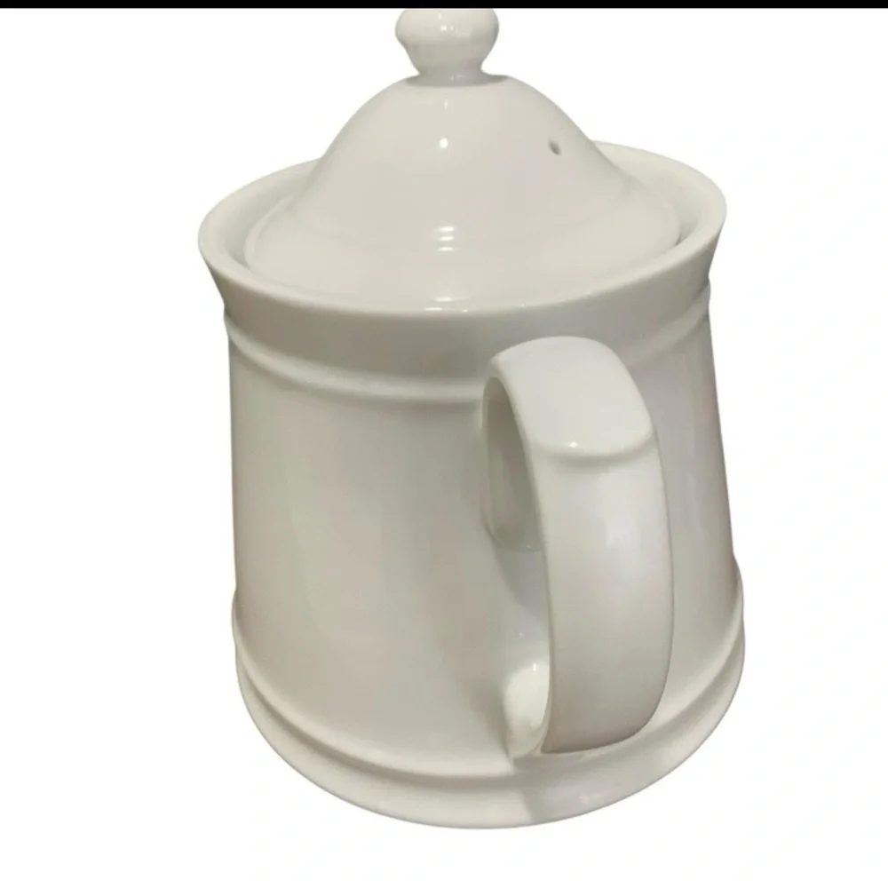 Williams Sonoma BRASSERIE White Teapot? Creamer? Glossy Finish 6”‎ Tall Japan